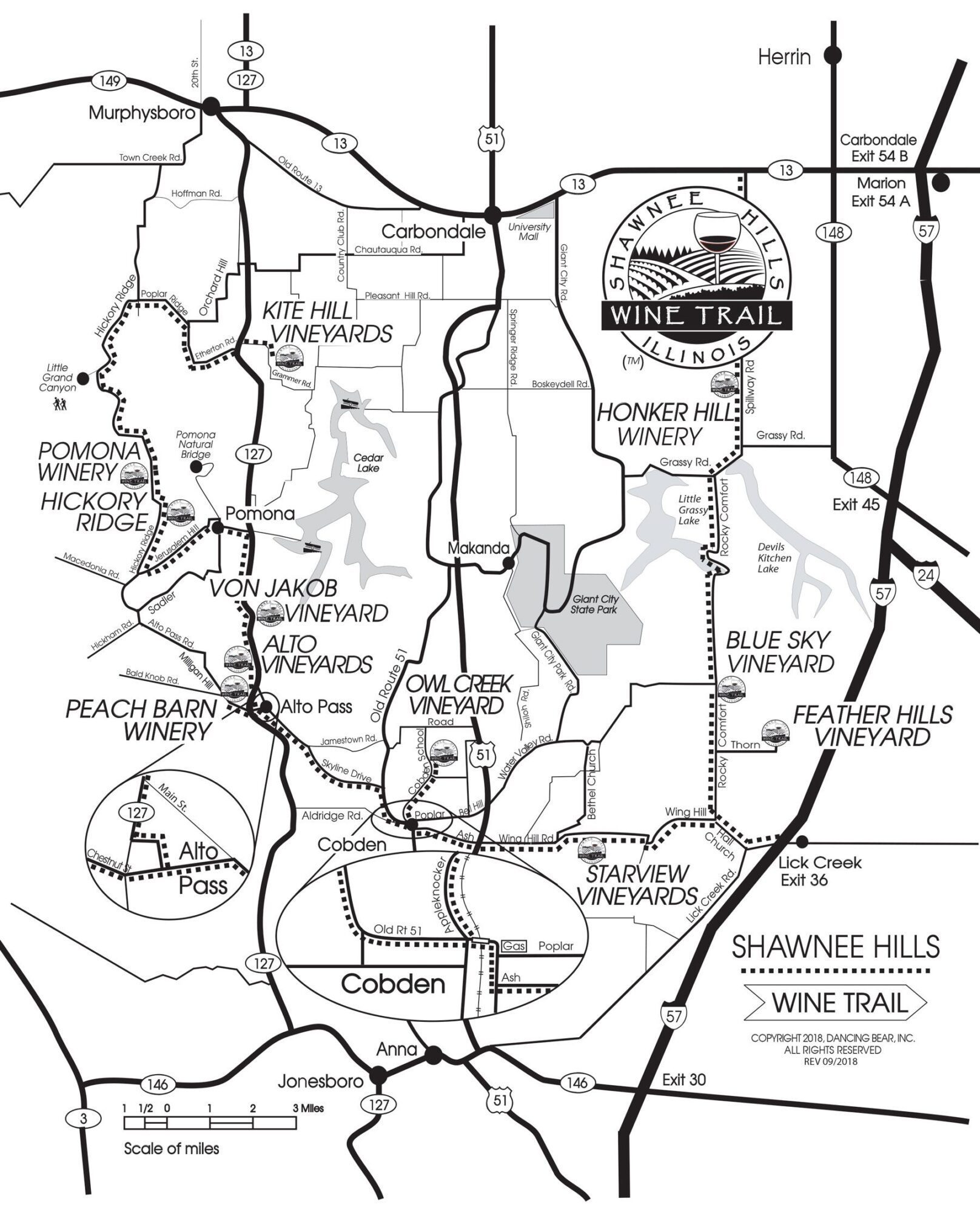 shawnee hills wine trail map