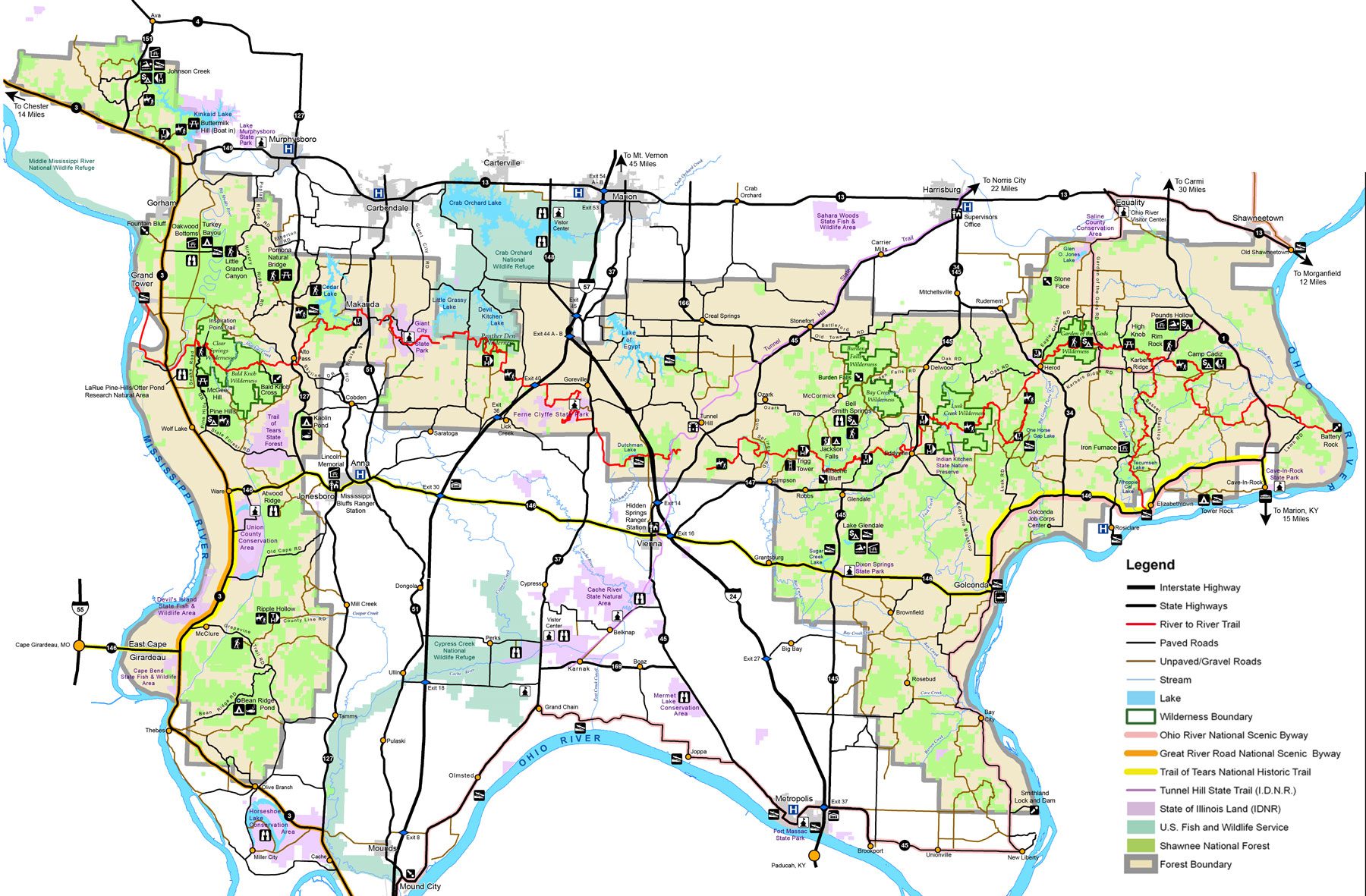 shawneemap shawnee national forest map