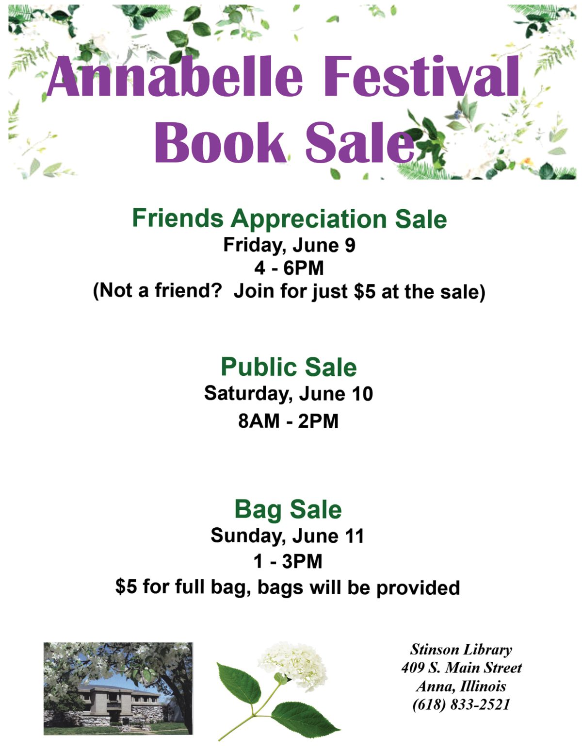 stinson library book sale flyer